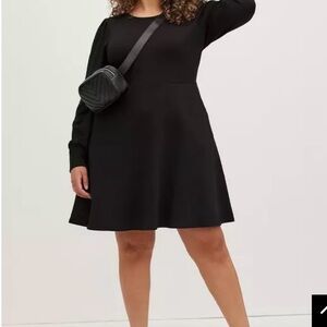 BN TORRID 3 BLACK MINI FLEECE LONG SLEEVE SKATER DRESS